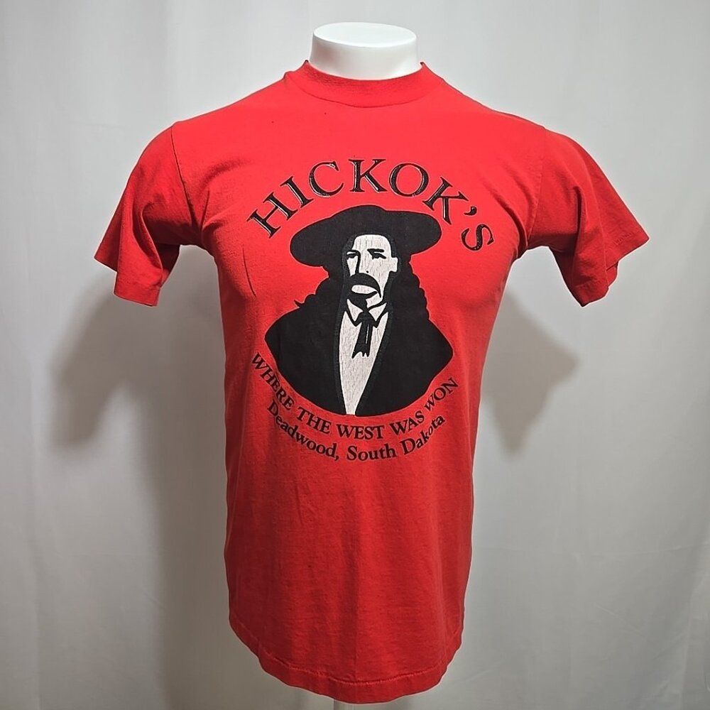VTG Hickok’s Deadwood SD Single Stitch Tee Shirt Adult XL Hanes Fifty-Fifty Red